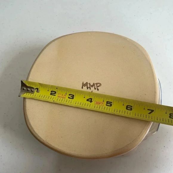 Mississippi Mud pottery Serving Dish Floral like new 7x7x3 Hand Thrown Alton, IL - Picture 8 of 10